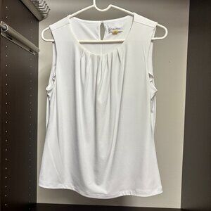 Calvin Klein White Pleated Neckline Tank Size Medium